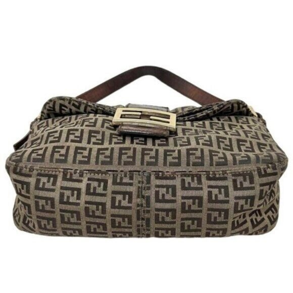 Authentic FENDI Mamma Zucca Zucchino Bucket Baguette Tan Gold Flap Bag Purse - Picture 4 of 14